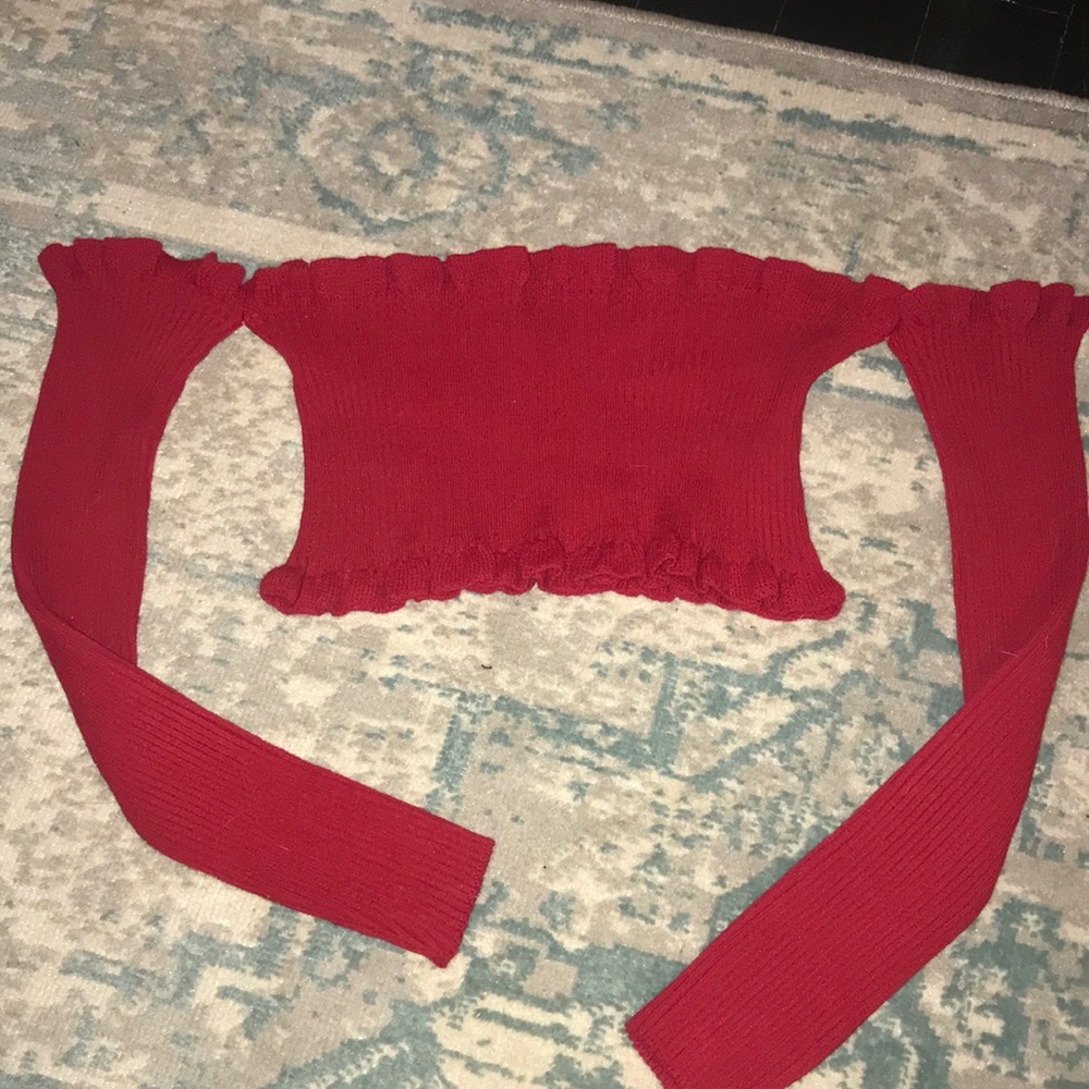 Red off the shoulder crop top! Size M/L